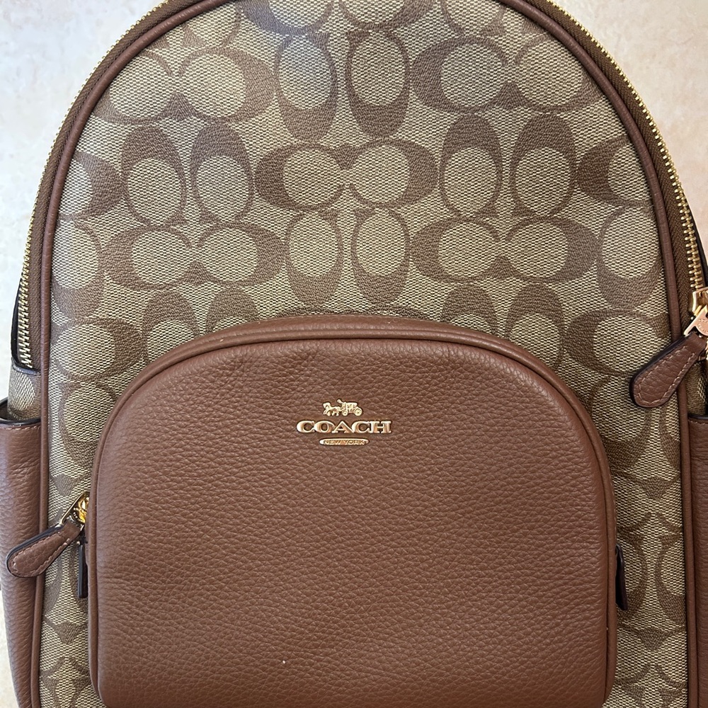 Coach Tan and Brown Monogram Backpack